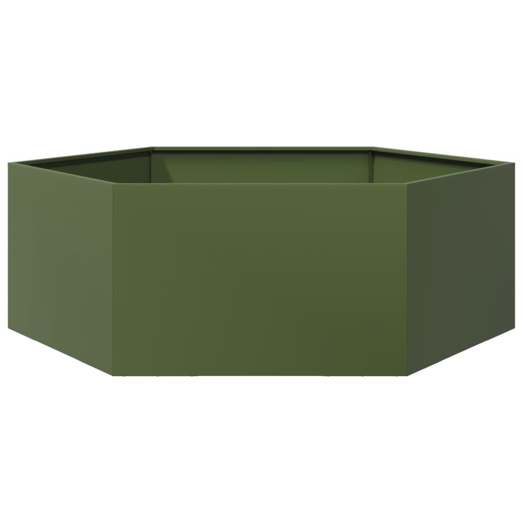 Vidaxl Plannet Hexagon 138x120x45 cm de oliva de acero verde