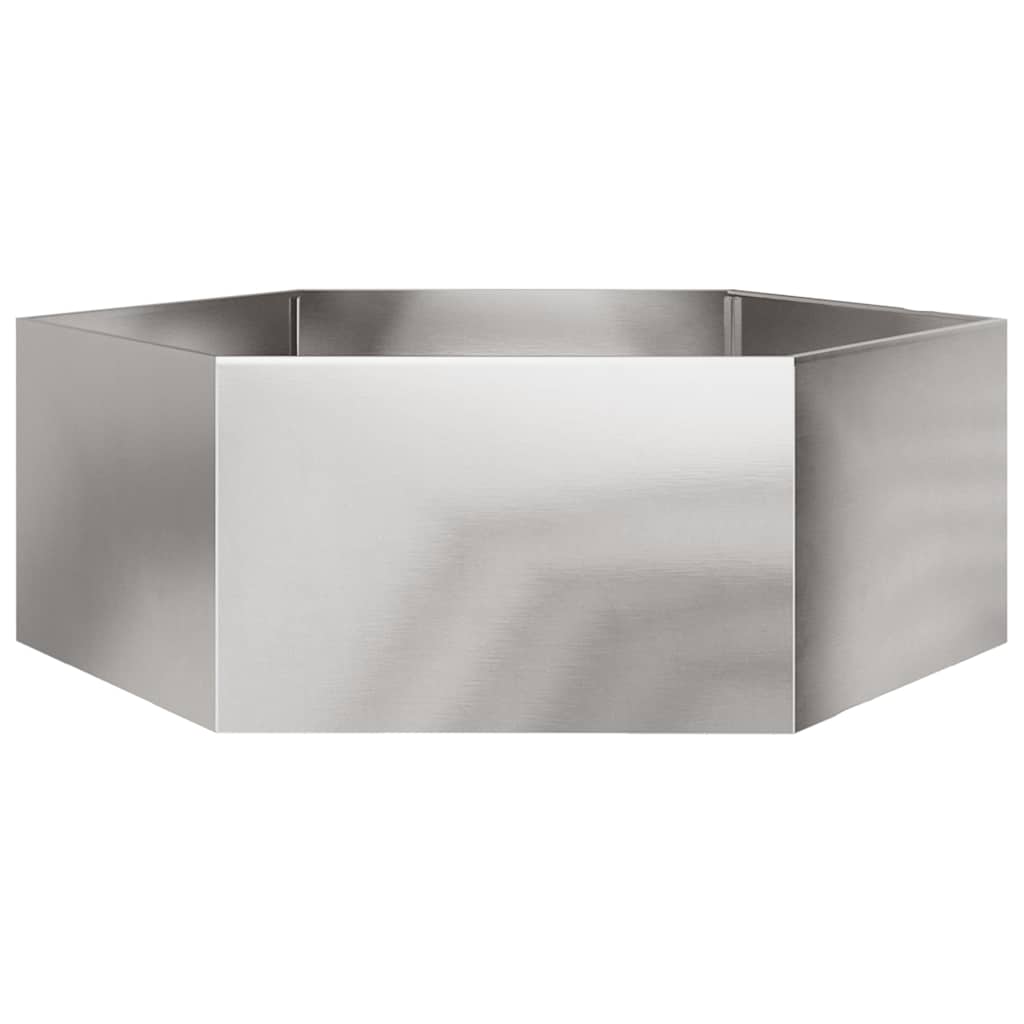 Plantador Vidaxl Benket Hexagon 138x120x45 cm de acero inoxidable