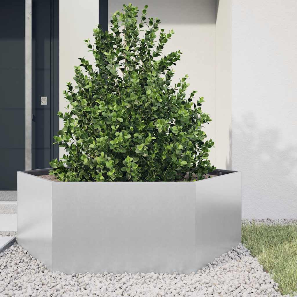 Vidaxl fioriera Benket esagono 138x120x45 cm in acciaio zincato