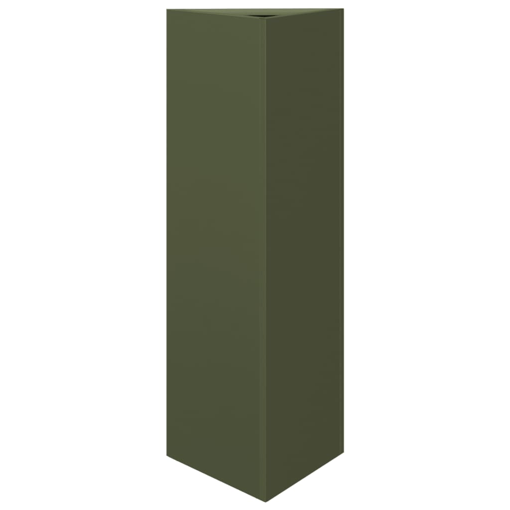 Vidaxl fioriera triangolo 30x26x75 cm in acciaio verde oliva