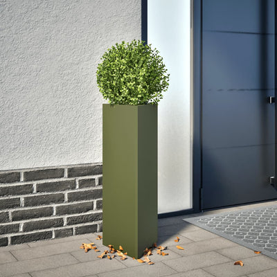 Vidaxl fioriera triangolo 30x26x75 cm in acciaio verde oliva
