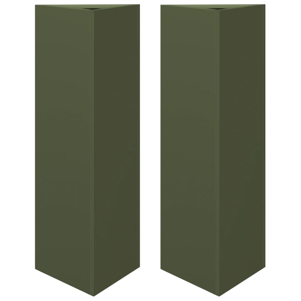Vidaxl Fioters 2 St Triangle 30x26x75 cm in acciaio oliva verde