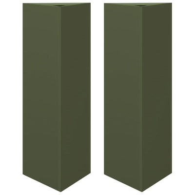Vidaxl Fioters 2 St Triangle 30x26x75 cm in acciaio oliva verde