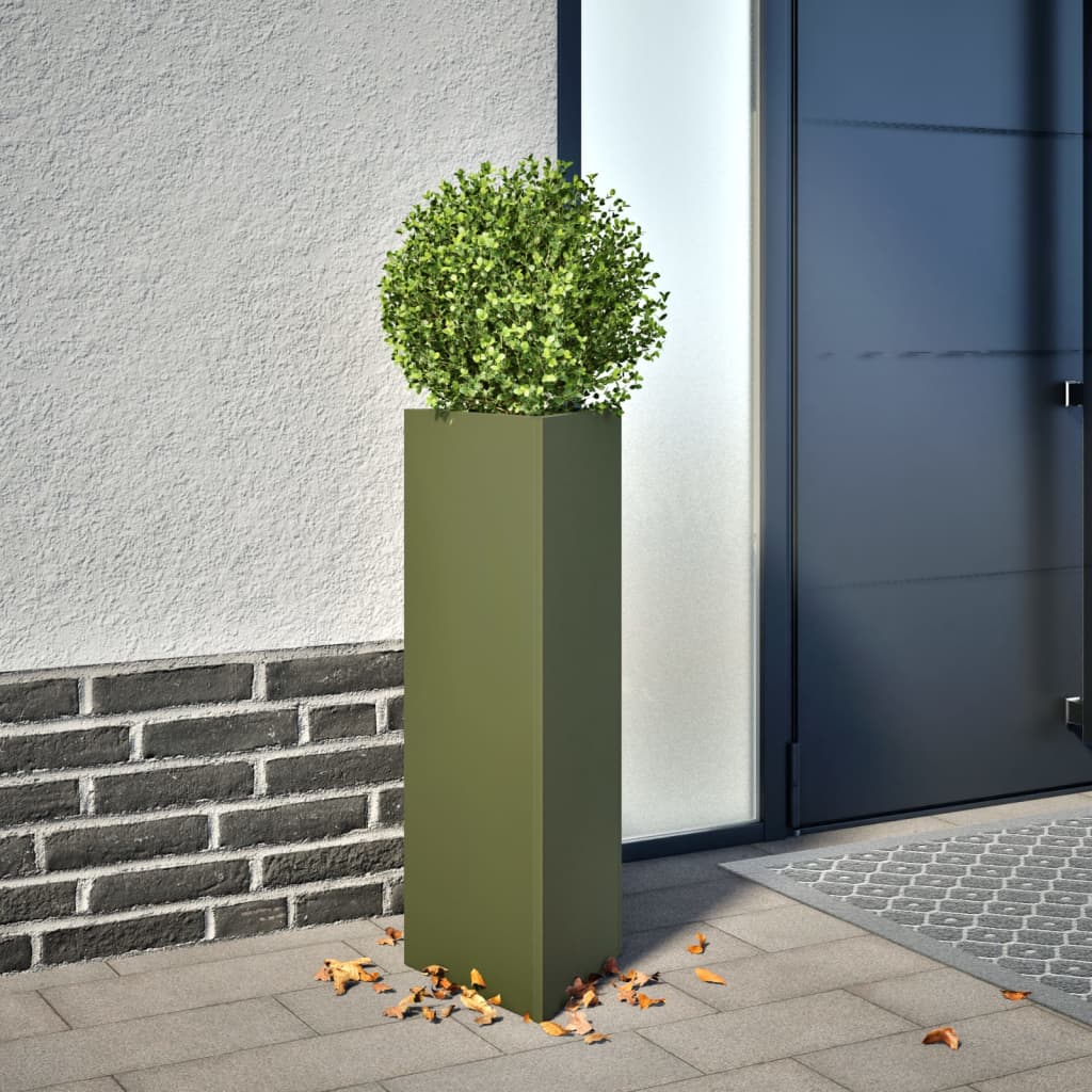 Vidaxl Fioters 2 St Triangle 30x26x75 cm in acciaio oliva verde