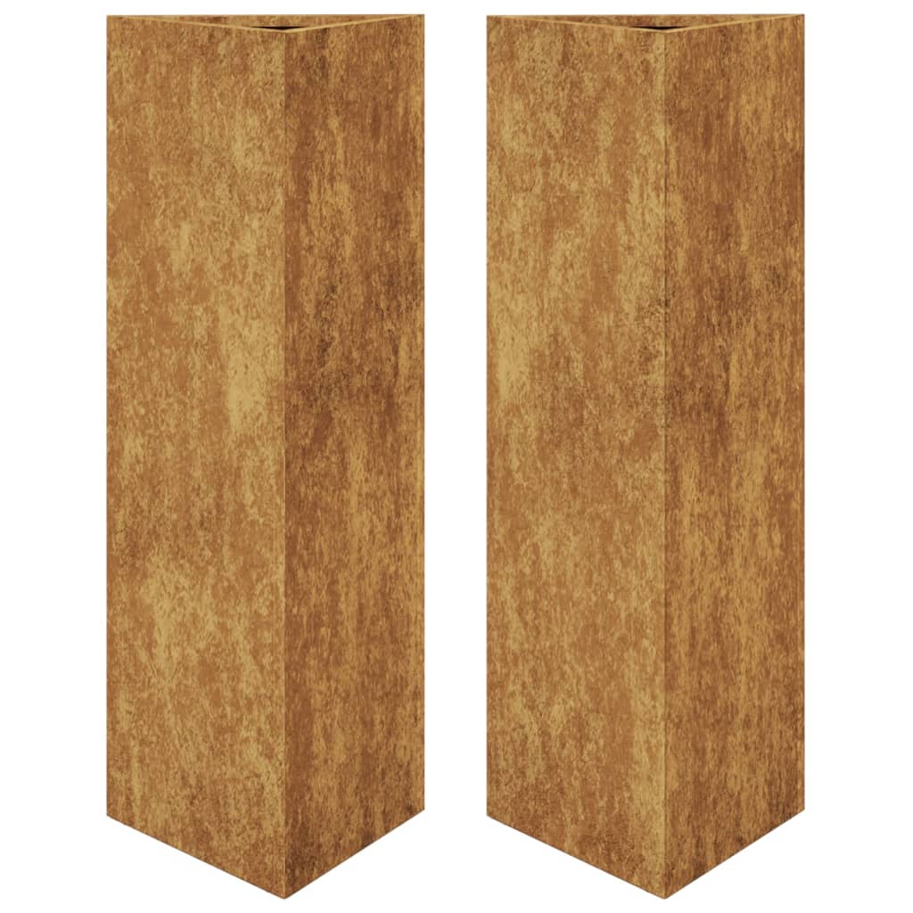 Plantadores Vidaxl 2 st triangular 30x26x75 cm de acero meteorológico