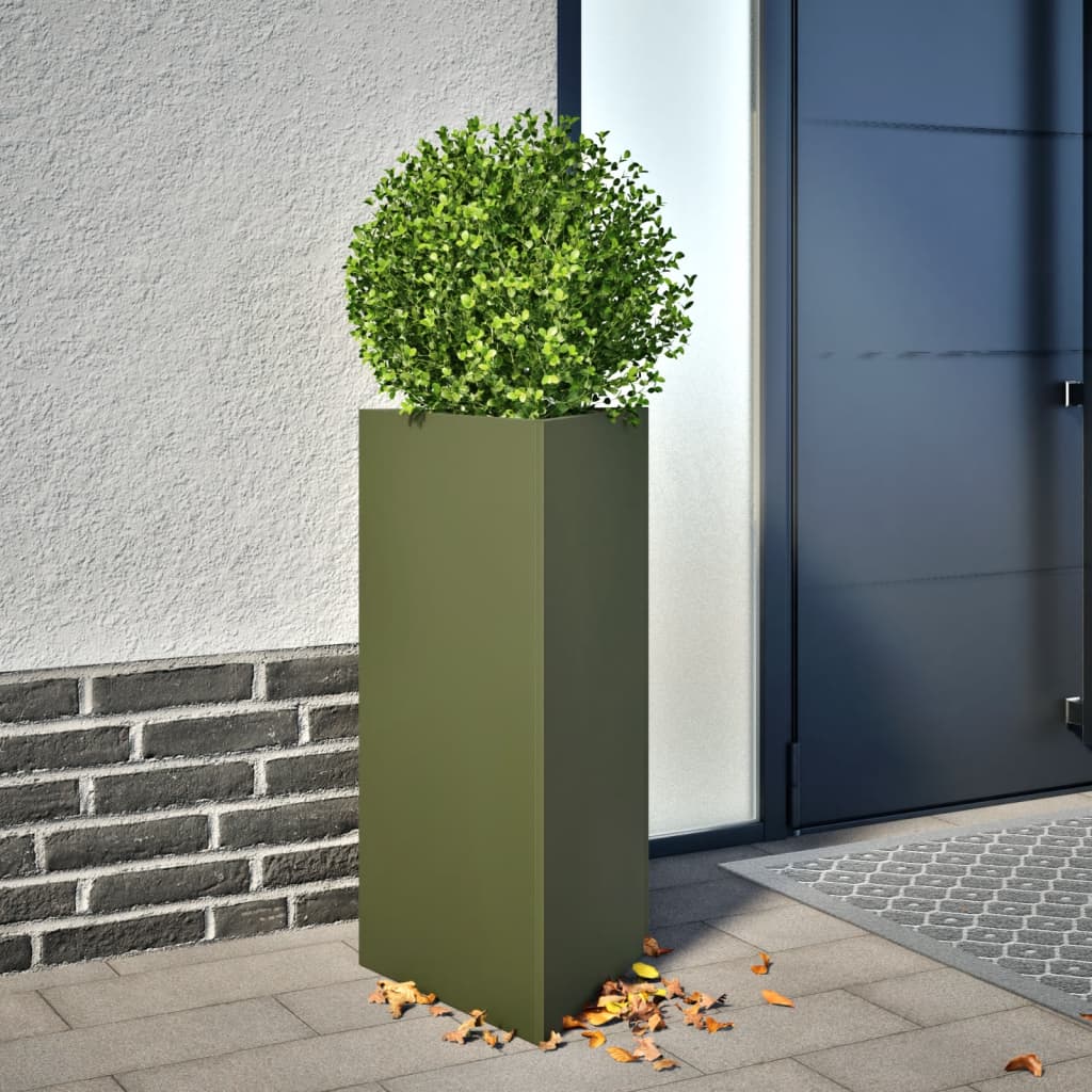 Vidaxl fioriera triangolo 40x34.5x70 cm in acciaio verde oliva