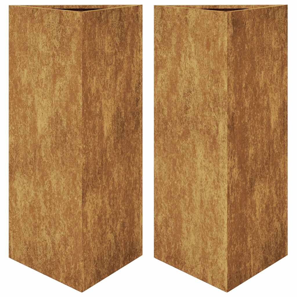 Plantadores Vidaxl 2 St Triangle 40x40x75 cm de acero meteorológico