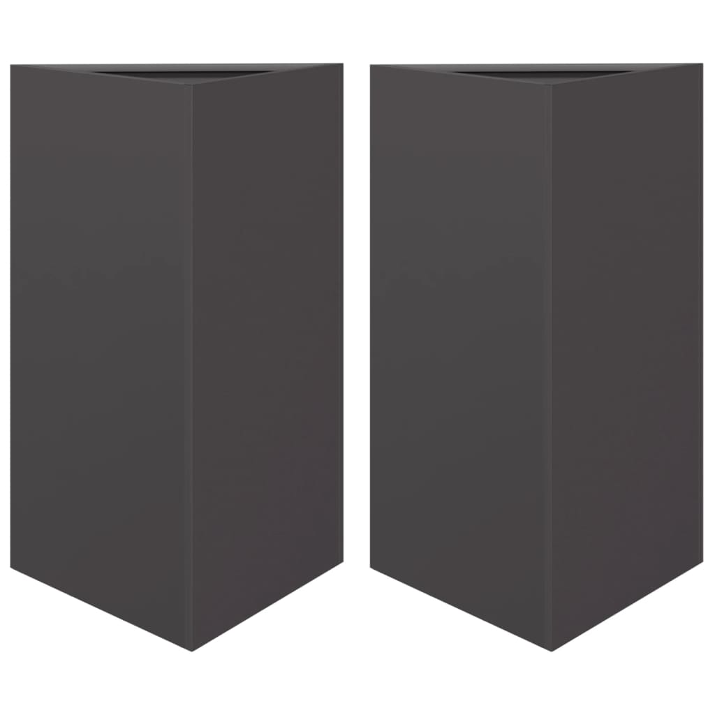 Plantadores Vidaxl 2 St Triangle 50x43x75 cm de acero negro
