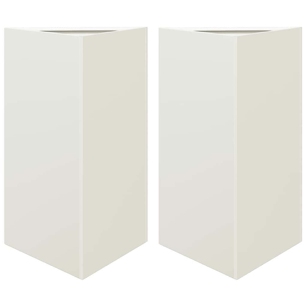 Plantadores Vidaxl 2 St Triangle 50x43x75 cm de acero blanco