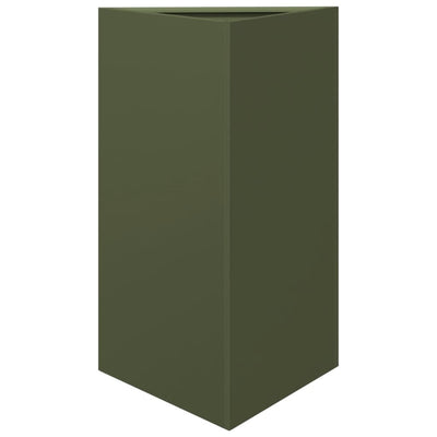 Vidaxl fioriera triangolo 50x43x75 cm in acciaio verde oliva