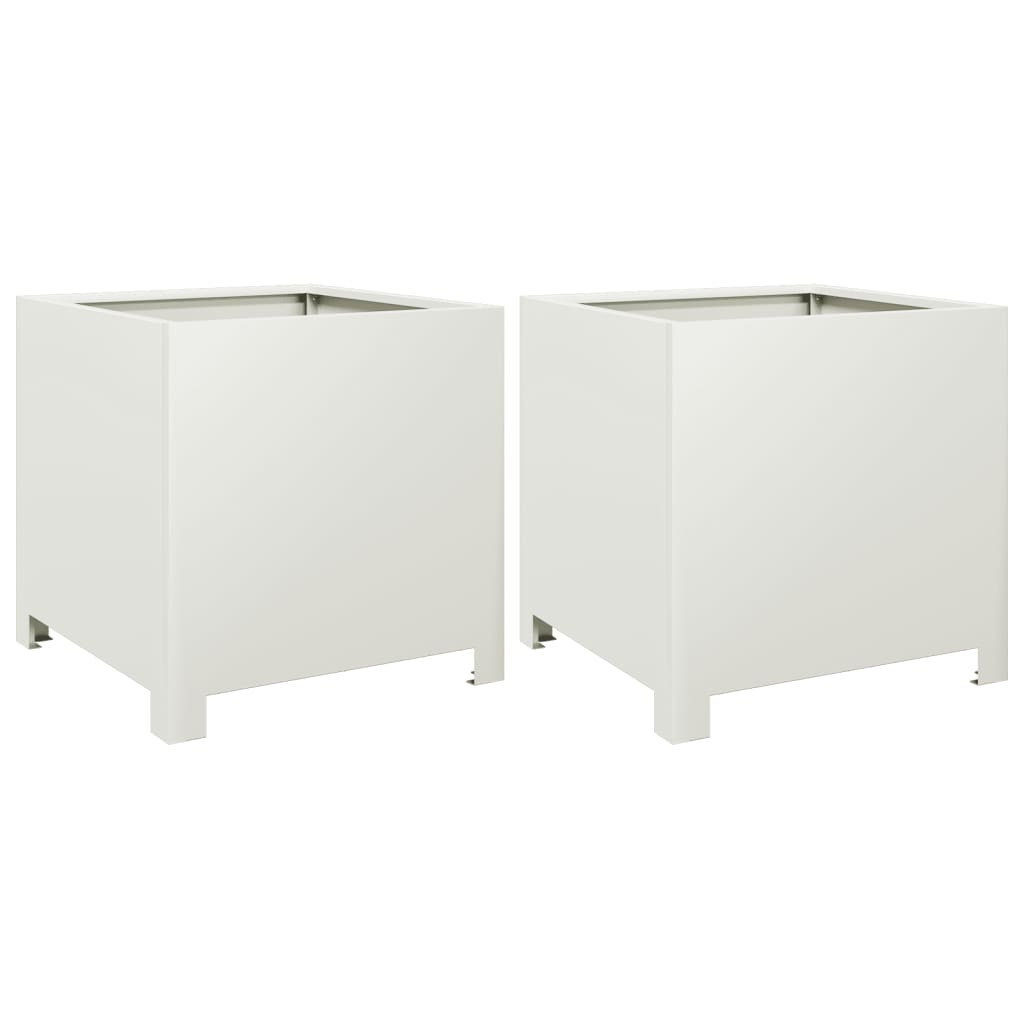 Plantadores Vidaxl 2 ST 40x40x40 CM de acero blanco