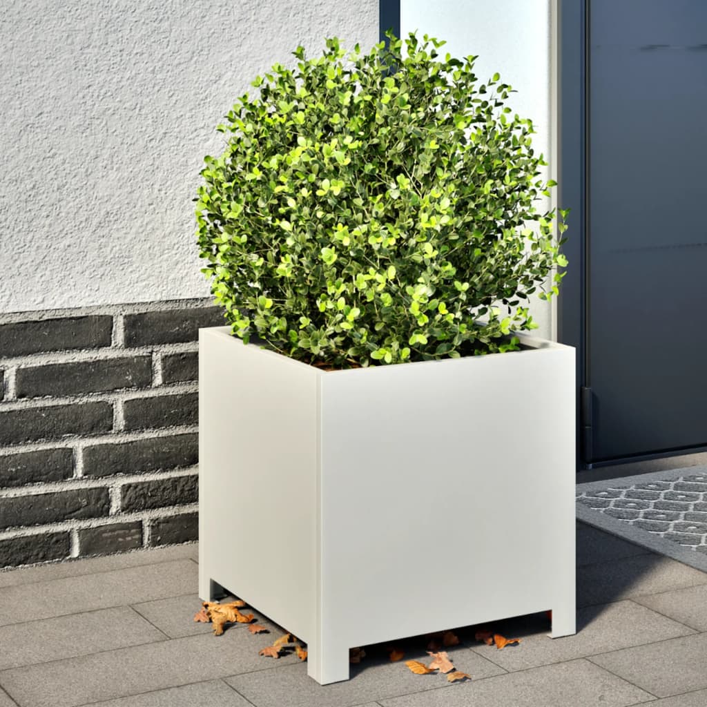 Plantadores Vidaxl 2 ST 40x40x40 CM de acero blanco