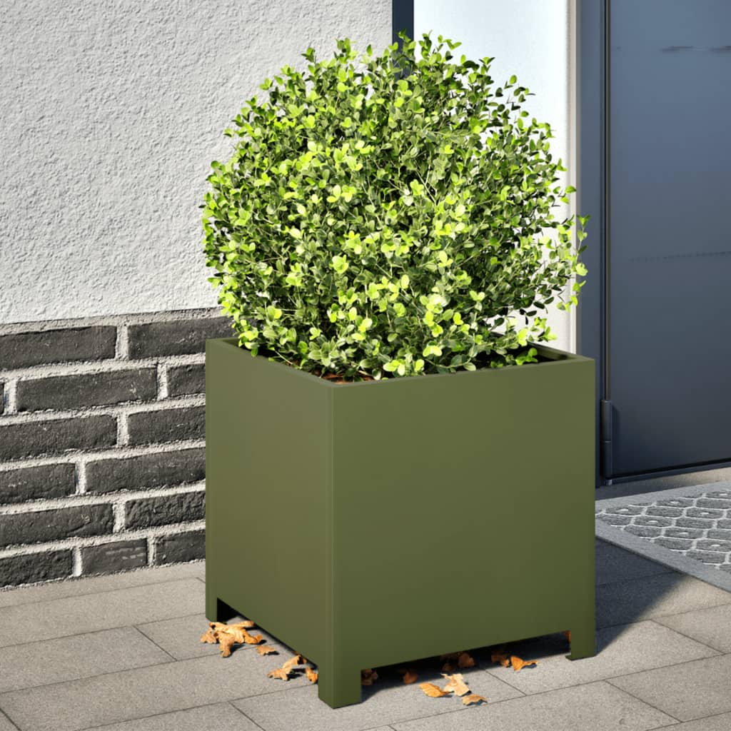 Vidaxl Planning Box 40x40x40 cm de acero verde oliva verde