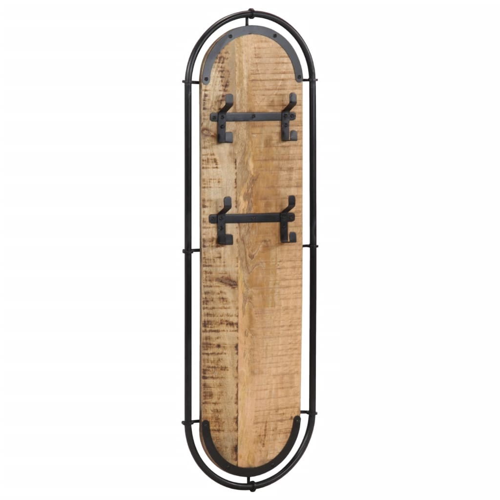 Vidaxl Wall Hood Stells 2 st con 4 ganchos Mangowood áspero sólido