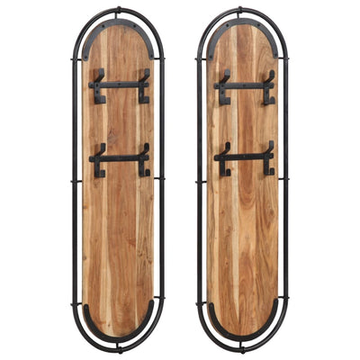 Vidaxl Wall Hood Stells 2 st con 4 ganchos Solid Acaciahout