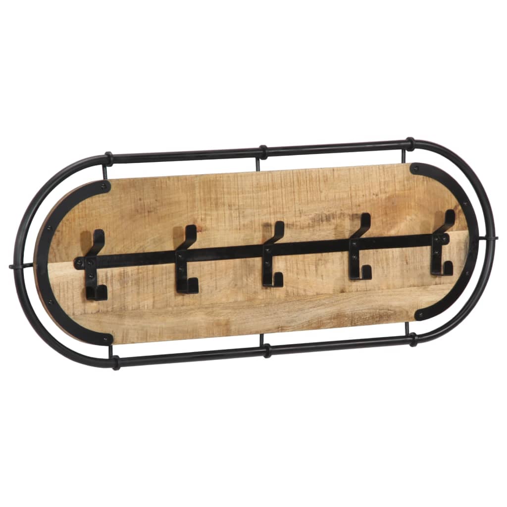 Vidaxl Wall Coat Rack con 5 ganchos Mangowood sólido