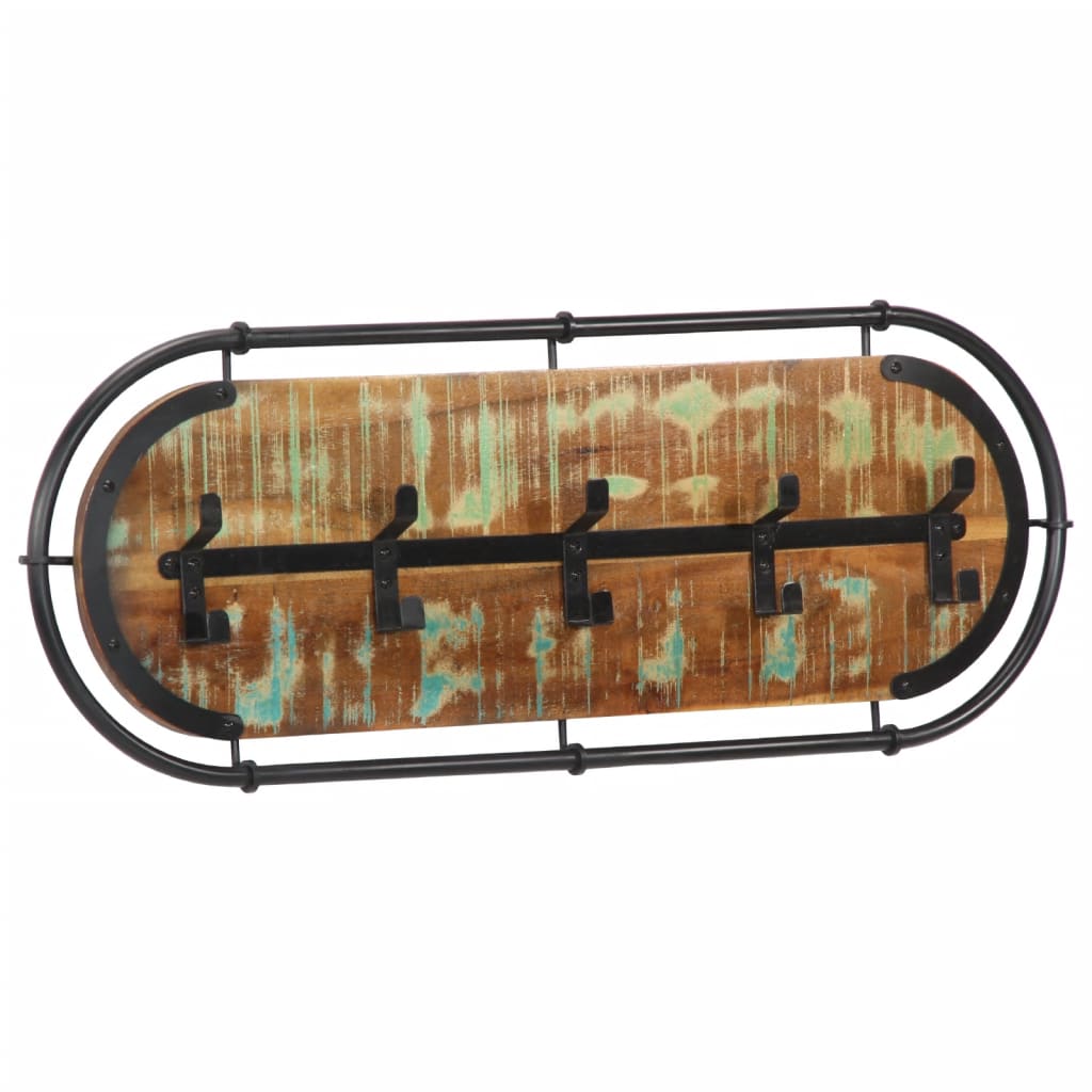 Vidaxl Wall Coat Rack con 5 ganchos de madera reciclada sólida