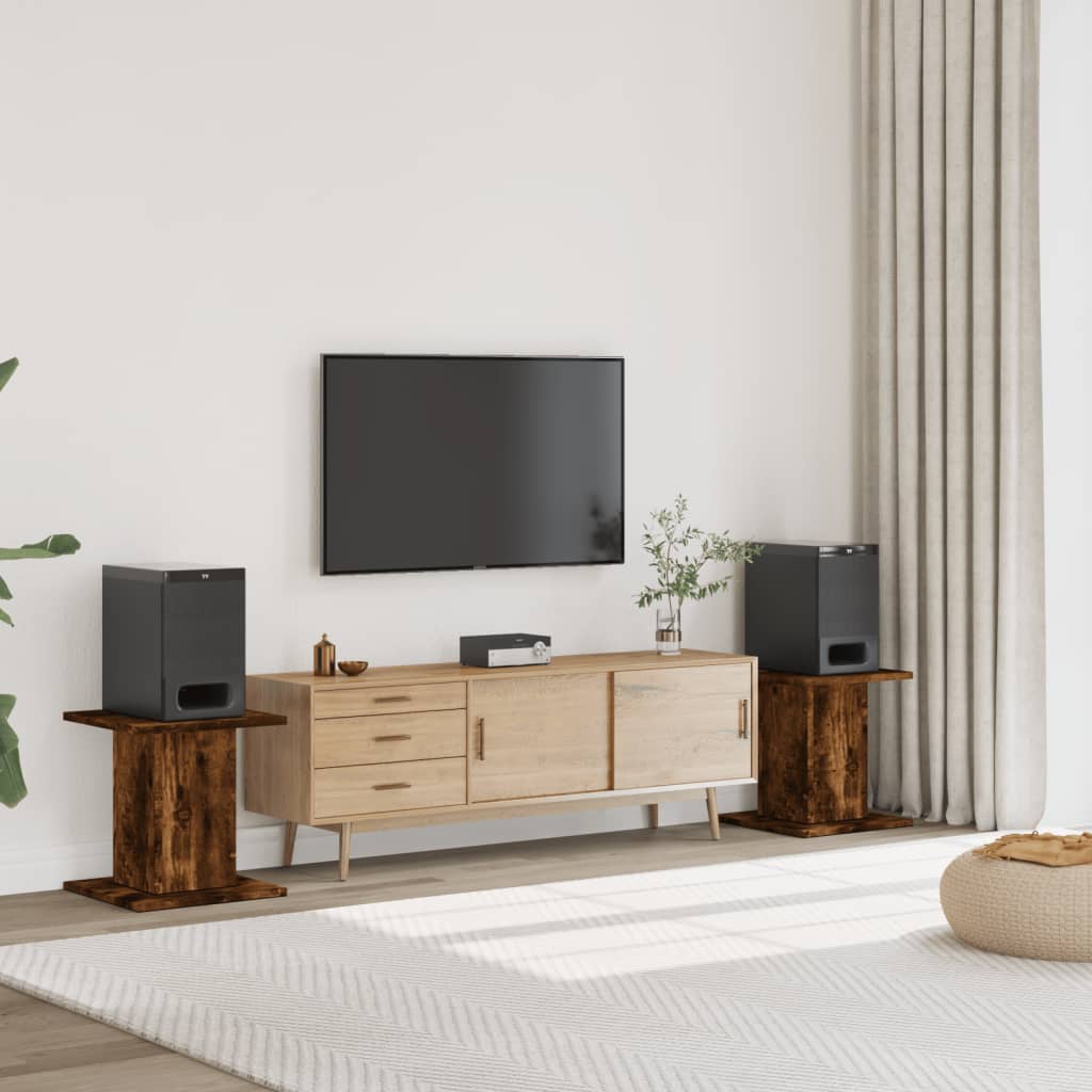 Supporti per altoparlanti Vidaxx 2 pezzi 30x30x40 cm in legno lavorato rovere affumicato