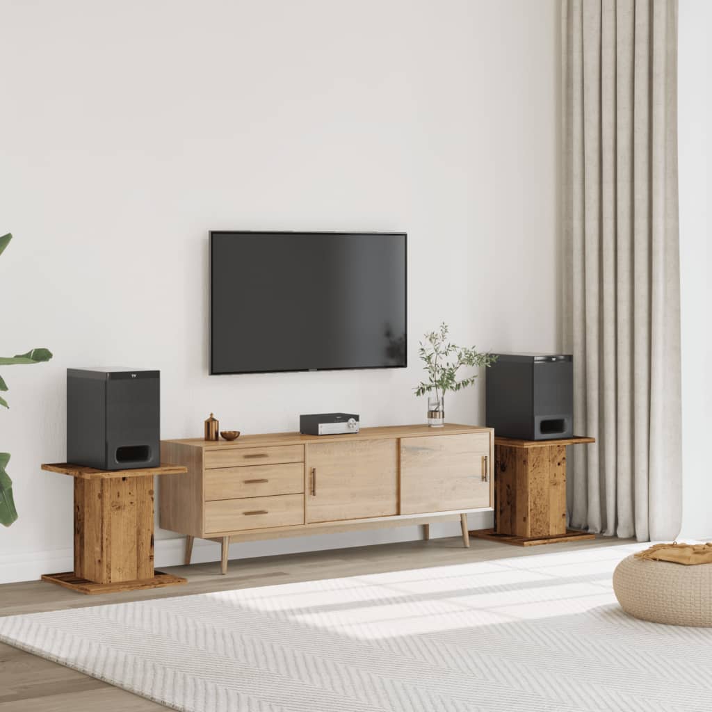 Vidaxl speakerstandaards 2 st 30x30x40 cm bewerkt hout oud houtkleurig