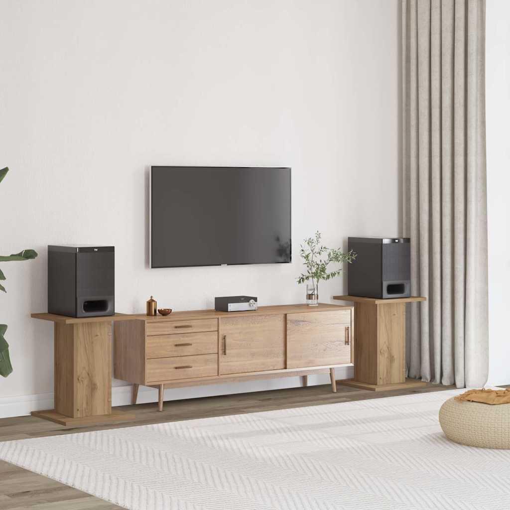 VidaXL soportes para altavoces 2 piezas 30x30x40 cm madera artesanal color roble