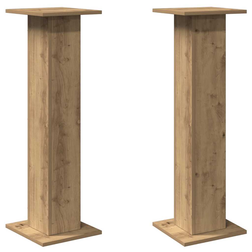 VidaXL soportes para altavoces 2 piezas 30x30x95 cm madera artesanal color roble