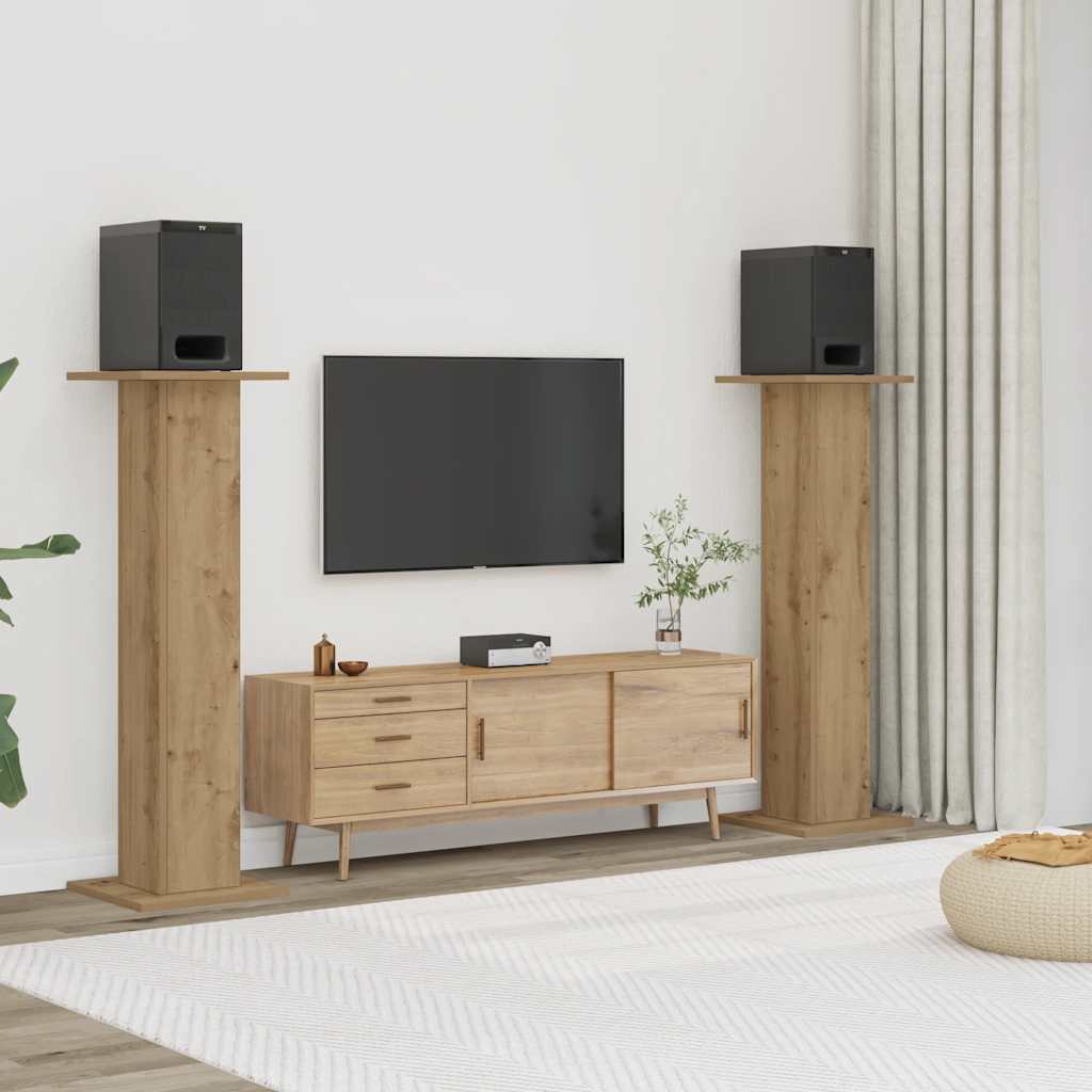 VidaXL soportes para altavoces 2 piezas 30x30x95 cm madera artesanal color roble