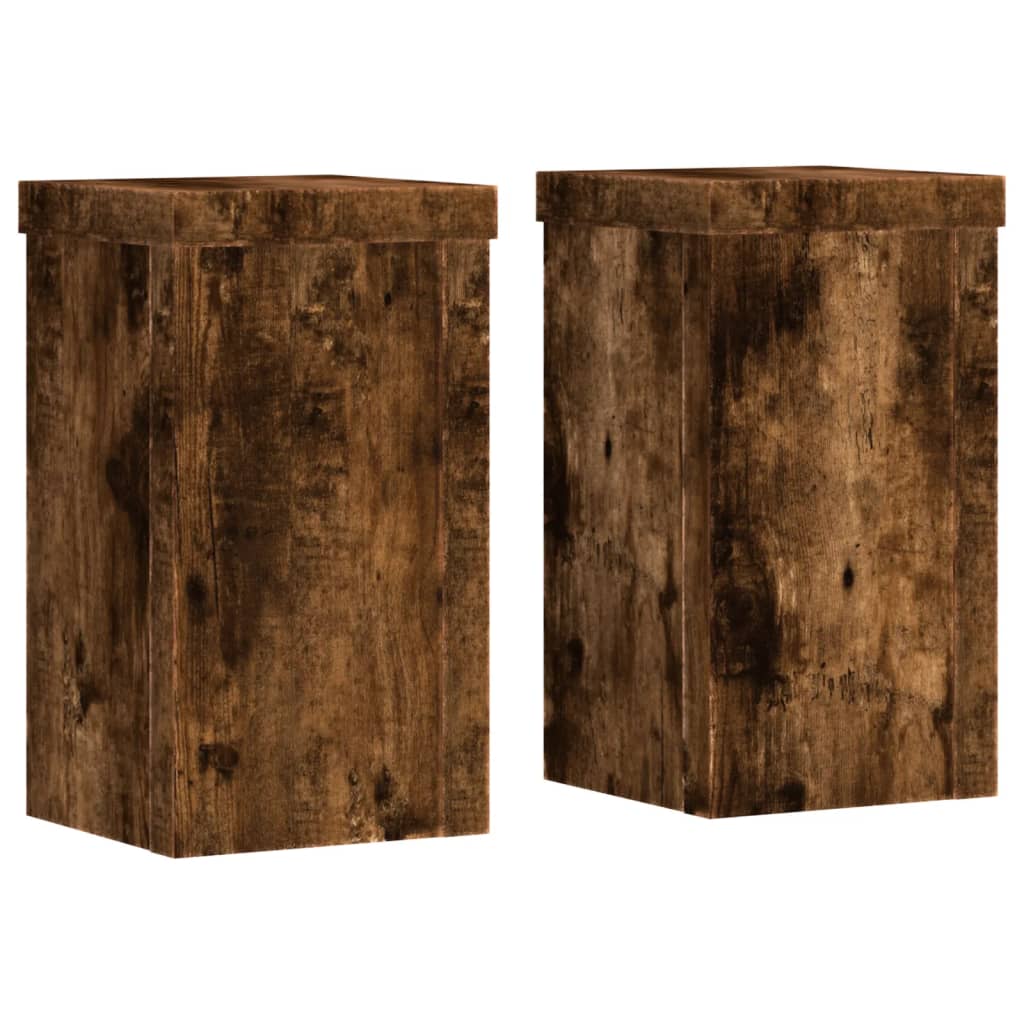 Standard di pianta Vidaxl 2 PC 10x10x18 cm rovere affumicato in legno trasformato