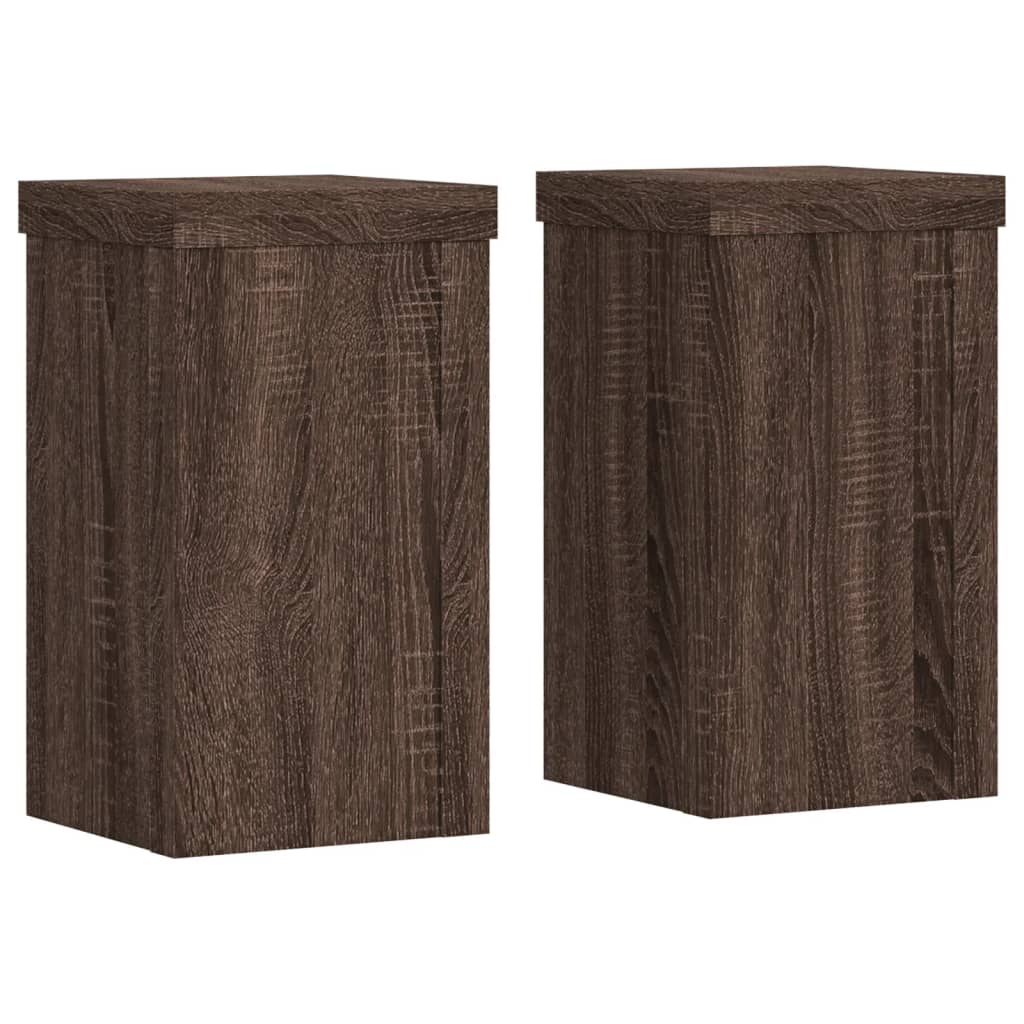 Estándares de planta Vidaxl 2 ST 10x10x18 cm de roble marrón de madera procesada