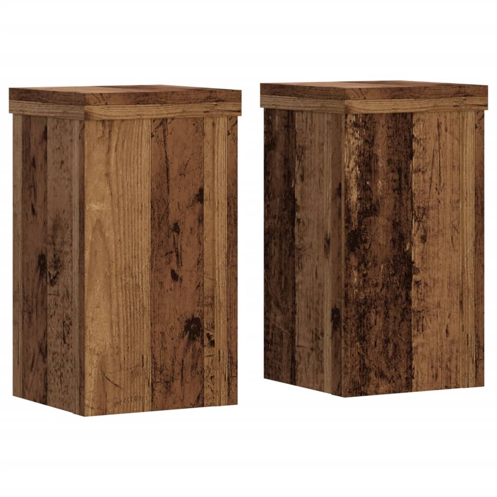 Estándares de plantas Vidaxl 2 PCS 10x10x18 cm Madera procesada Madera vieja coloreada
