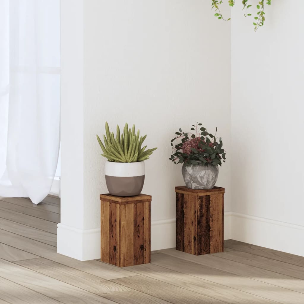 Standard di pianta Vidaxl 2 PC 10x10x18 cm Legno di legno trasformato colorato