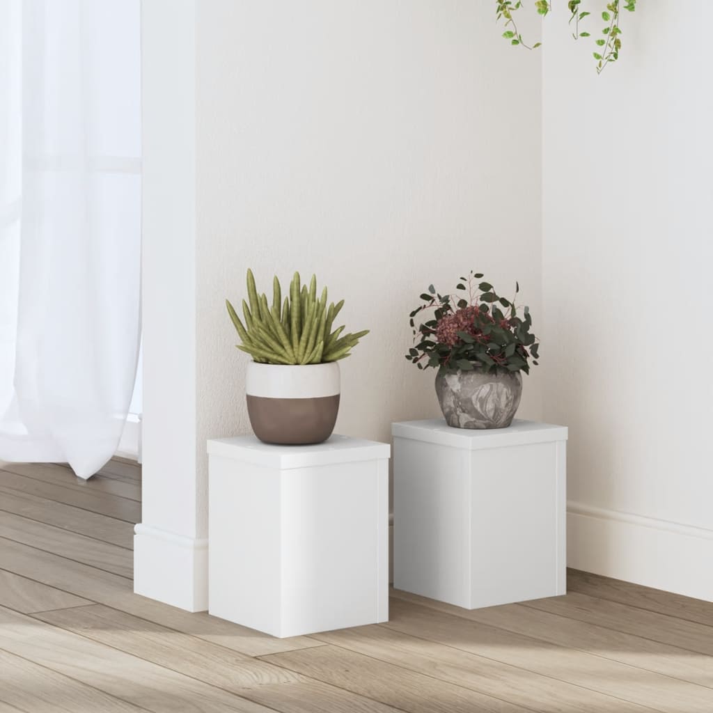 Estándares de planta Vidaxl 2 ST 15x15x20 cm de madera procesada blanca