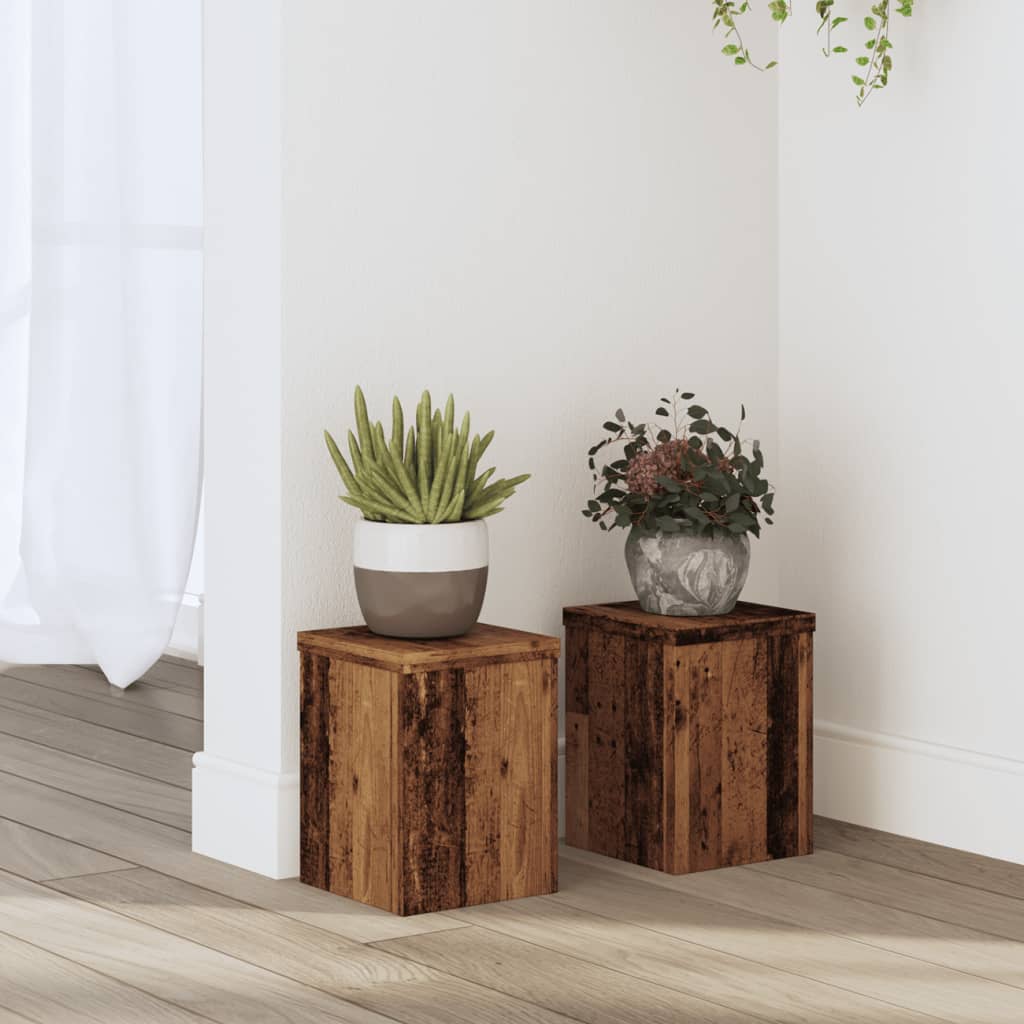 Estándares de plantas Vidaxl 2 ST 15x15x20 cm Madera procesada Madera vieja coloreada