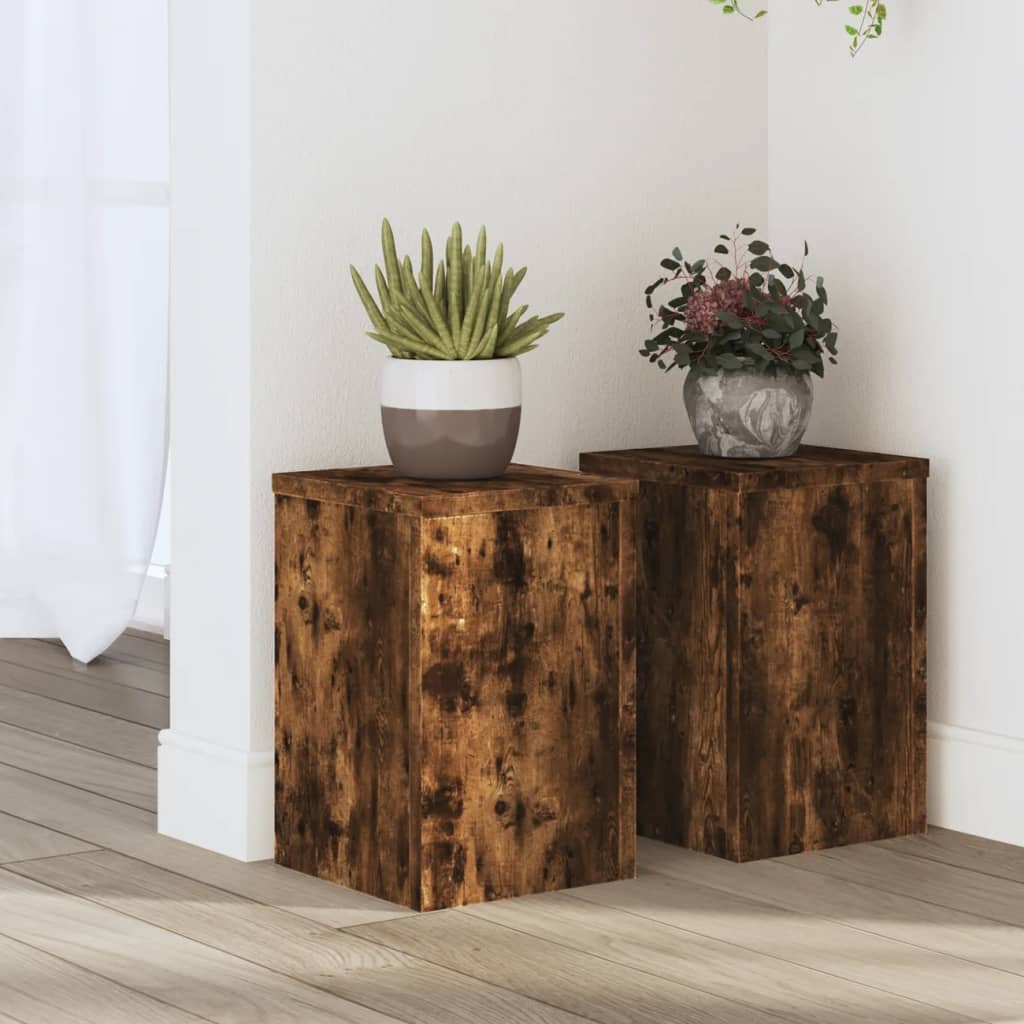 Standard di pianta Vidaxl 2 ST 20x20x30 cm in legno di quercia affumicata