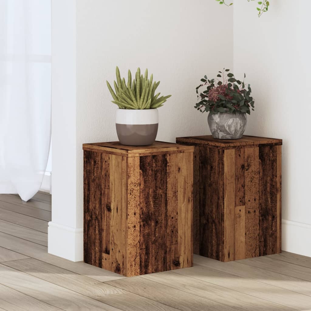 Estándares de planta Vidaxl 2 ST 20X20x30 cm Madera procesada Madera vieja coloreada