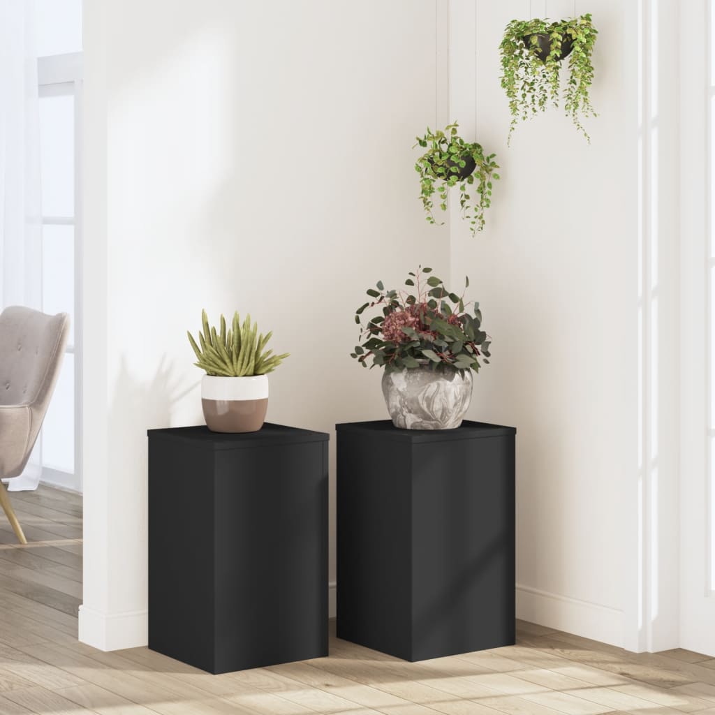 Estándares de plantas Vidaxl 2 PCS 30X30X50 CM Madera procesada Negro