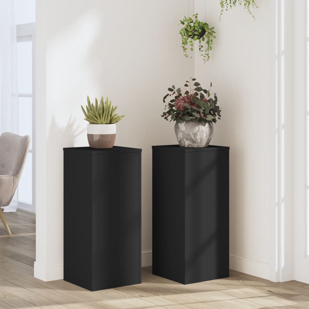 VidaXL Plant Standards 2 st 30x30x70 cm Processed Wood Black