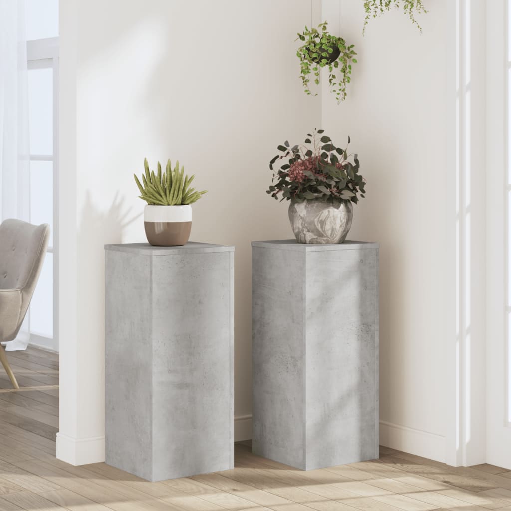 Estándares de plantas Vidaxl 2 PCS 30X30X70 cm Betongrijs de madera procesada