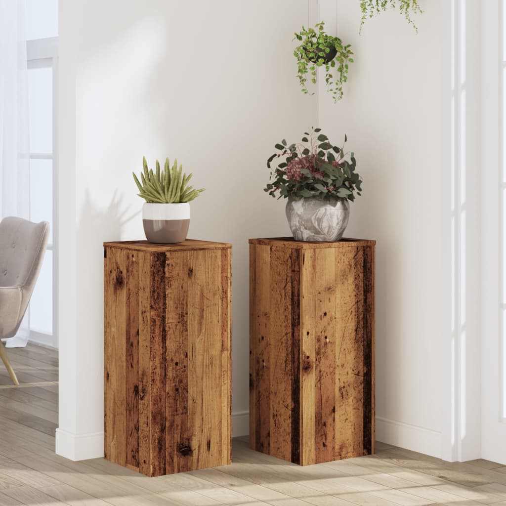 VidaXL maceteros 2 uds 30x30x70 cm madera tratada color madera vieja