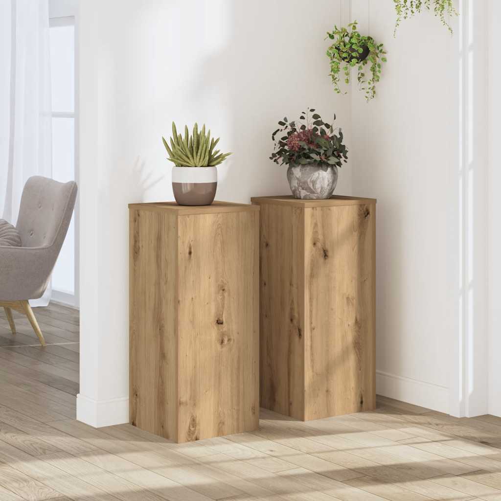 Vidaxx maceteros 2 piezas 30x30x70 cm madera artesanal roble