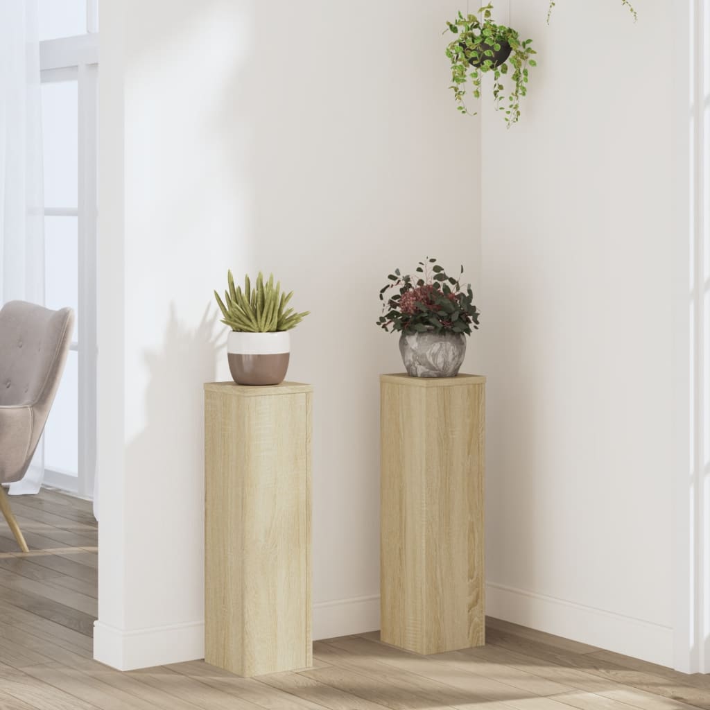 Estándares de planta Vidaxl 2 PCS 17x17x60 cm de madera procesada Sonoma Oak