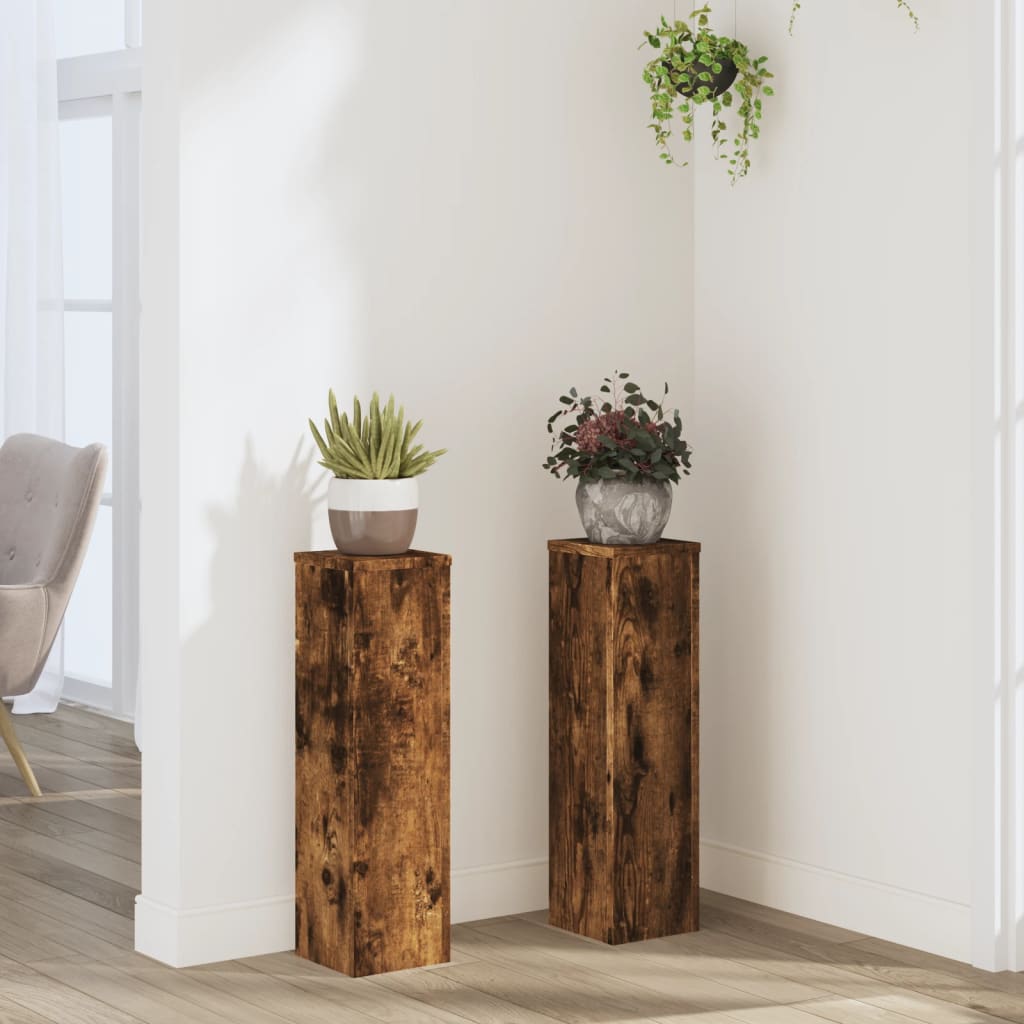 Vidaxx maceteros 2 piezas 17x17x60 cm madera procesada roble ahumado