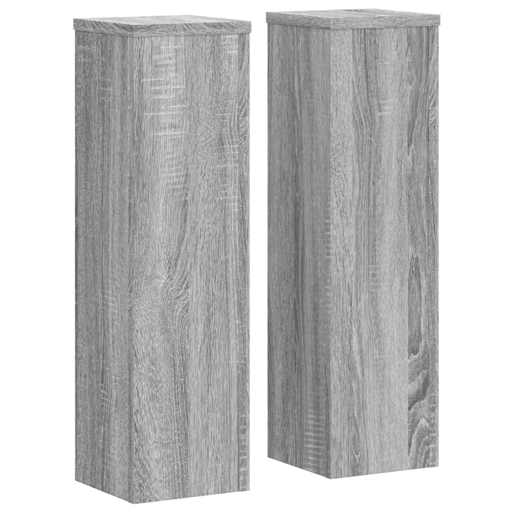 Vidaxl plantenstandaards 2 st 17x17x60 cm bewerkt hout grijs sonoma