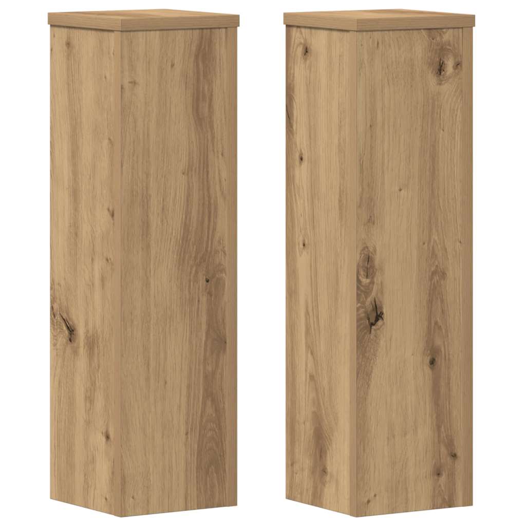 Vidaxxl maceteros 2 piezas 17x17x60 cm madera artesanal color roble