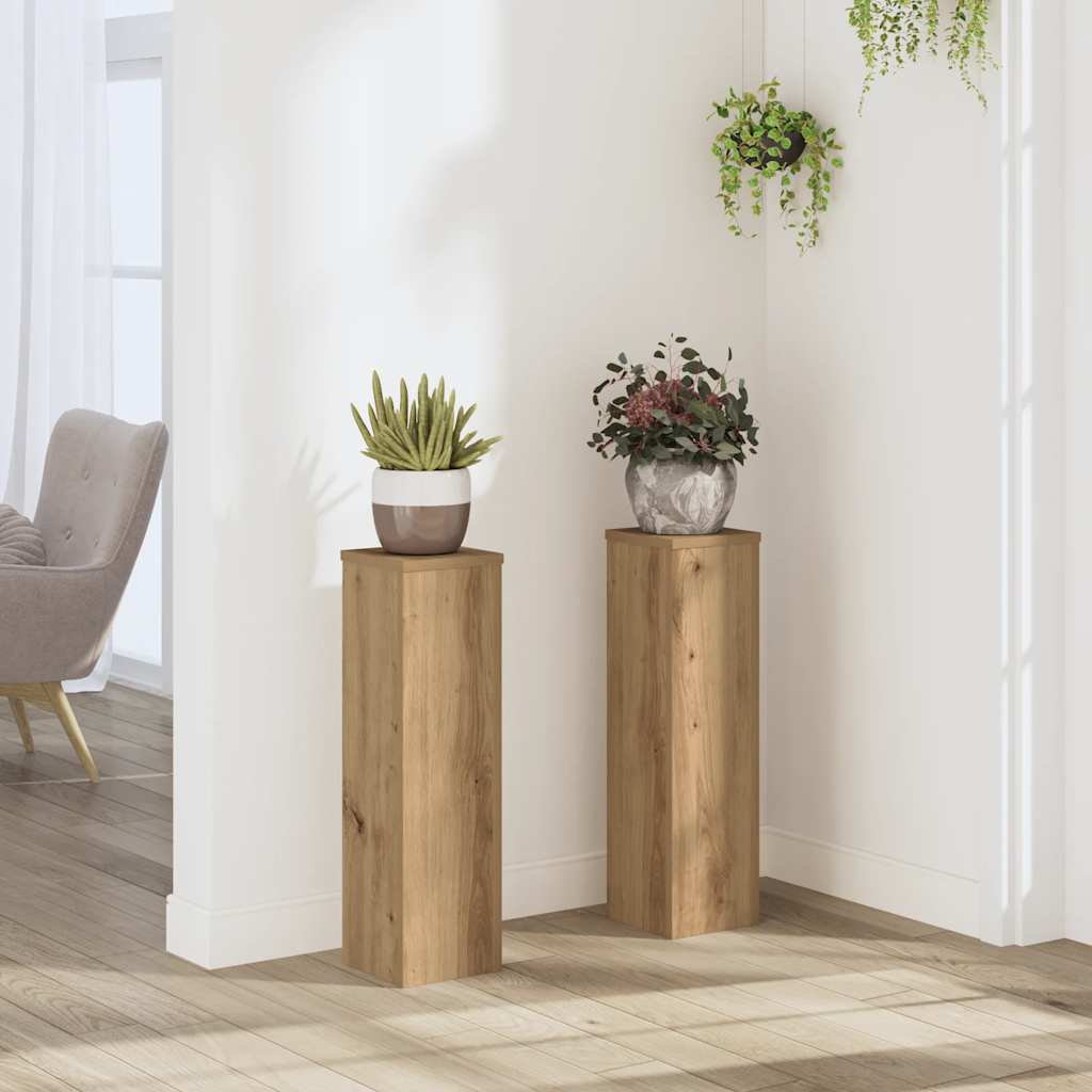 Vidaxxl maceteros 2 piezas 17x17x60 cm madera artesanal color roble