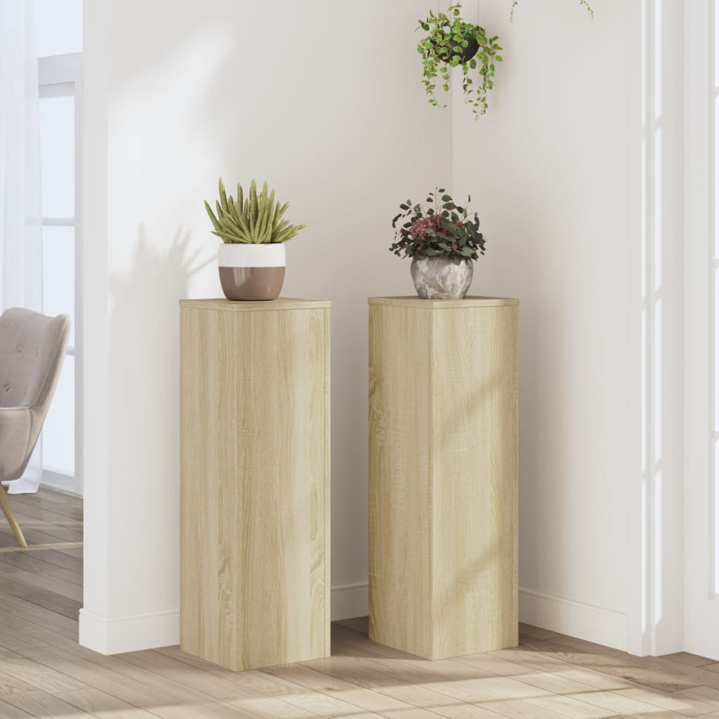 Estándares de planta Vidaxl 2 ST 25X25X80 cm de madera procesada Sonoma Oak