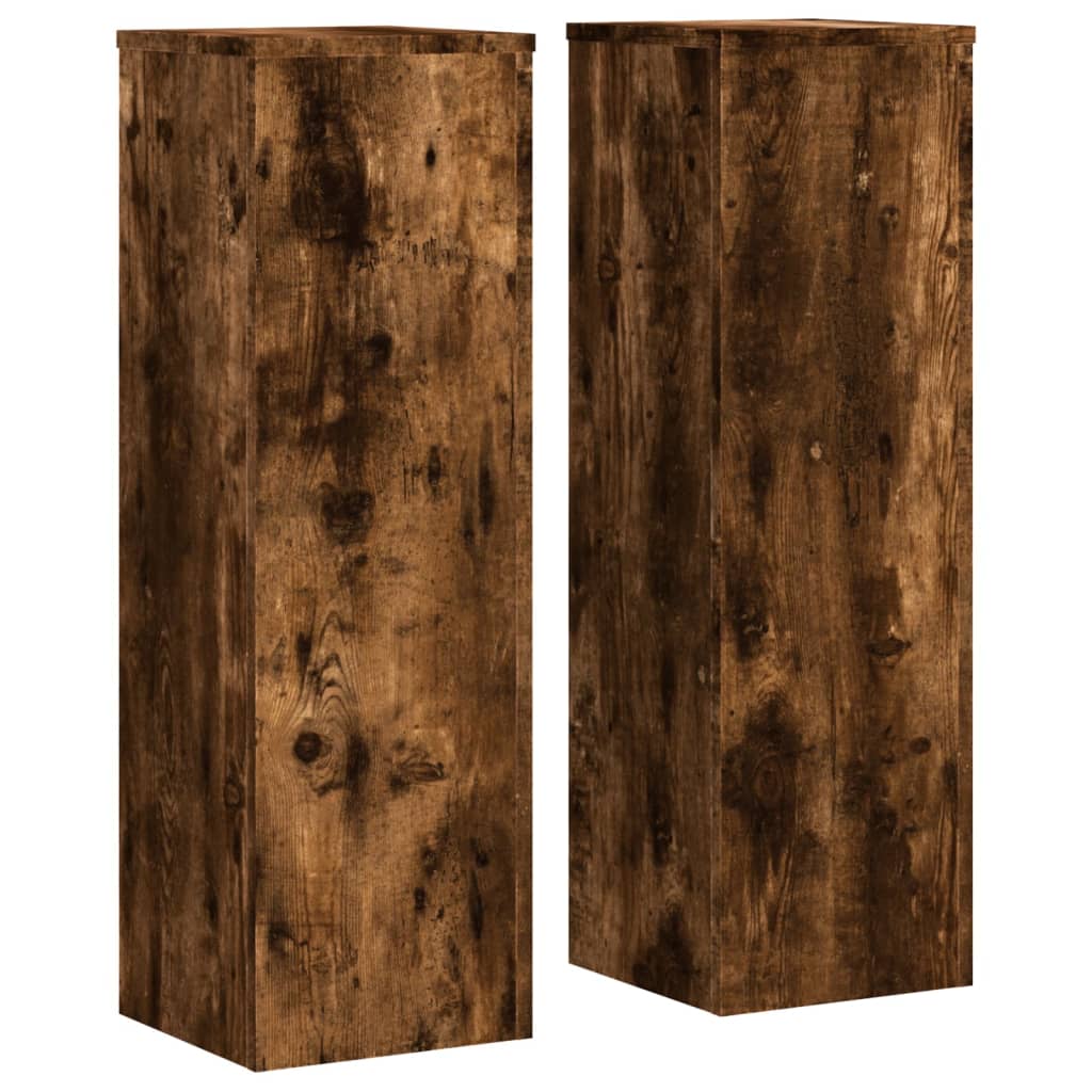 Estándares de planta Vidaxl 2 ST 25x25x80 cm de madera procesada roble ahumado