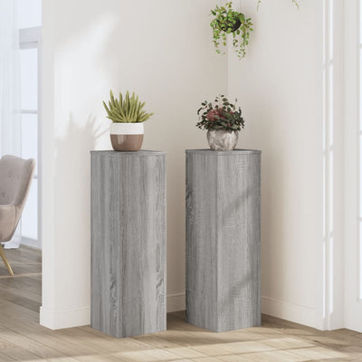 Vidaxl plantenstandaards 2 st 25x25x80 cm bewerkt hout grijs sonoma