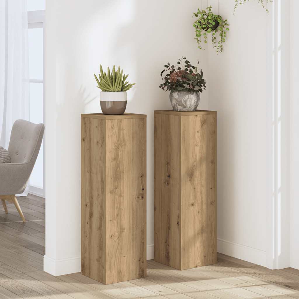 Portapiante VidaXL 2 pz 25x25x80 cm in legno artigianale color rovere