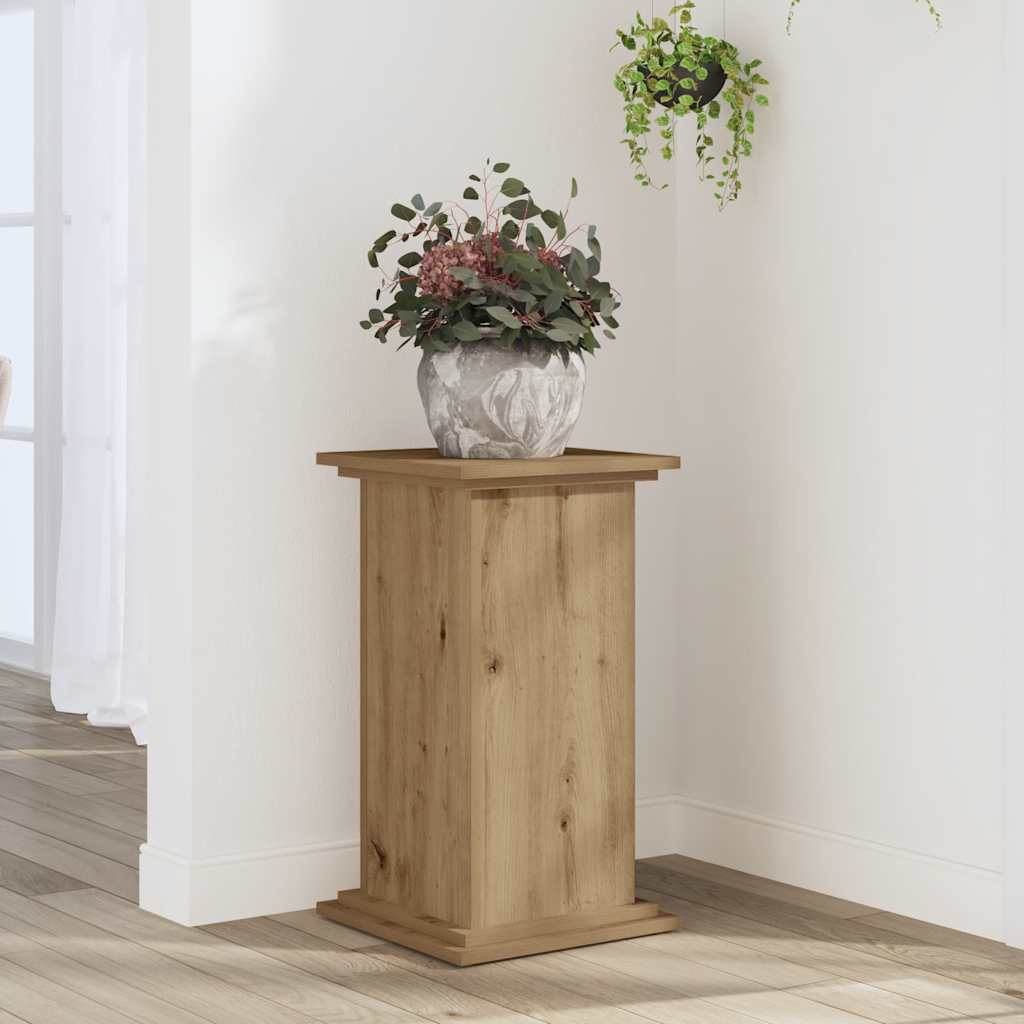 Estándar de la planta Vidaxl 33x33x60 cm de roble artesanal de madera procesada