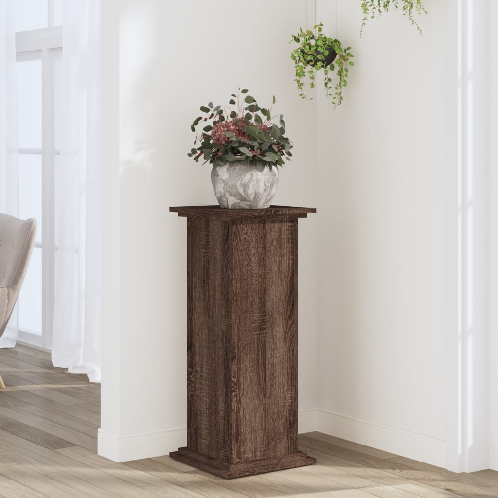 Estándar de planta Vidaxl 33x33x80 cm de madera procesada de roble de madera con colorado